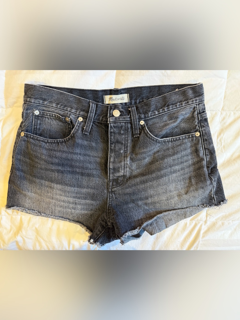 Madewell Women's Washed Black Denim Cutoff Shorts